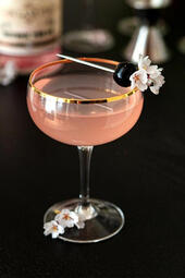 Sakura Margarita. A refreshing twist on the classic margarita, this cocktail blends smooth tequila, tangy lime juice, and sakura syrup for a delicate, floral finish. (₩10,000)
